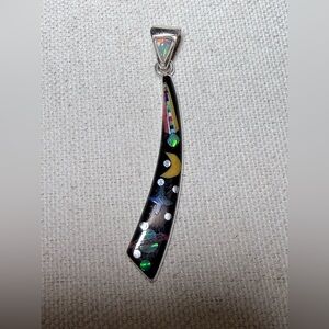 Sterling Silver native inlay Pendant with Colorful Galaxy Accents